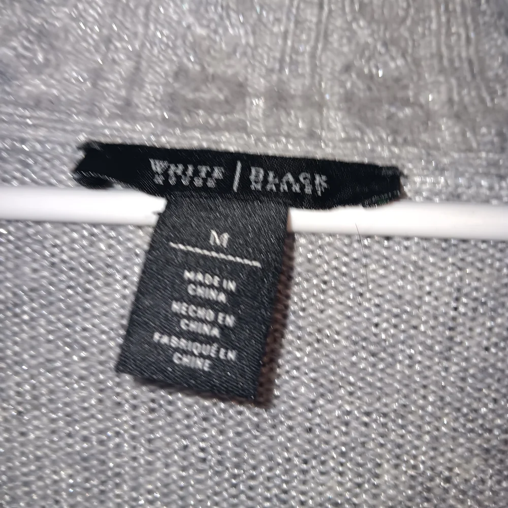 White House Black Market Gray With Sparkling Silver Accents Cowl Neck Sweater M - Picture 3 of 3